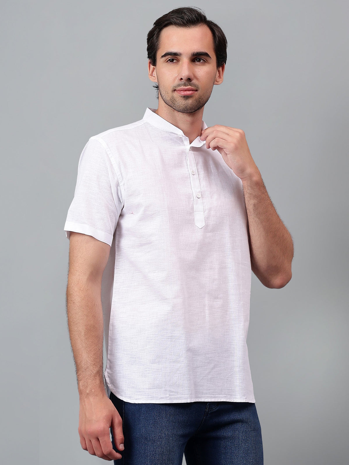 FireFish Men's Slim Fit Half Sleeve Daily Wear Cotton Short Kurta