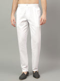 FireFish Men's White Color Cotton Fabric Polo Pajama