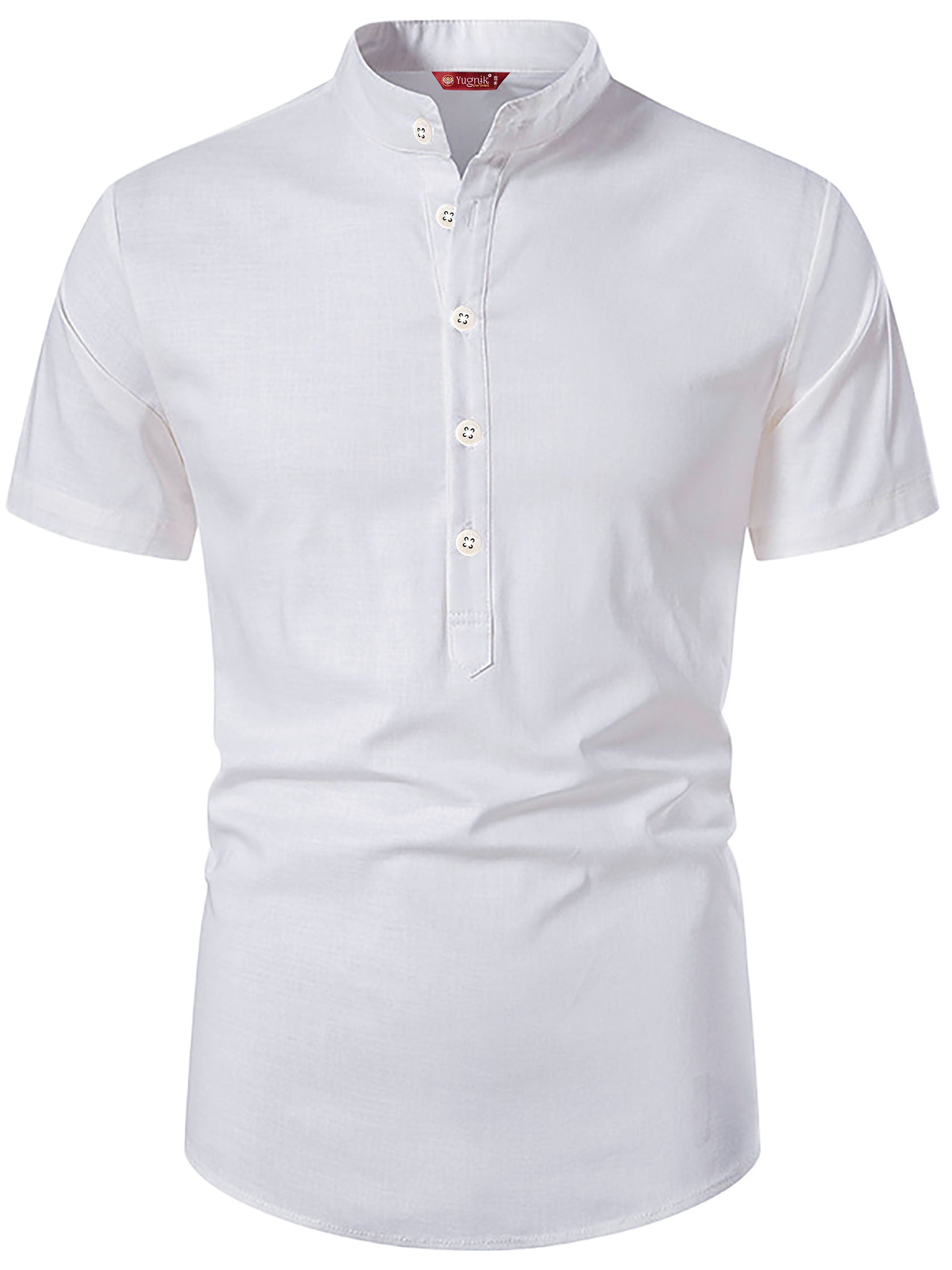 FireFish Men's Slim Fit Beige with Black Color Pure Cotton Half Sleeve Short Kurta Pack 2