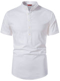 FireFish Men's Slim Fit Beige with Black Color Pure Cotton Half Sleeve Short Kurta Pack 2