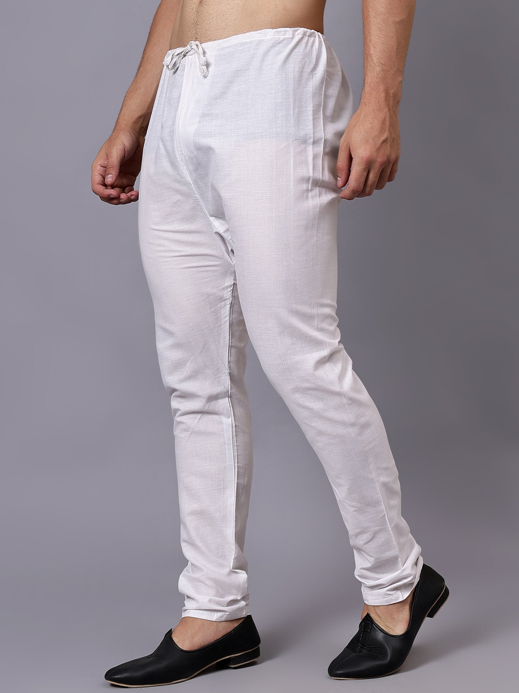 FireFish Men's White Color Cotton Blend Fabric Payjama