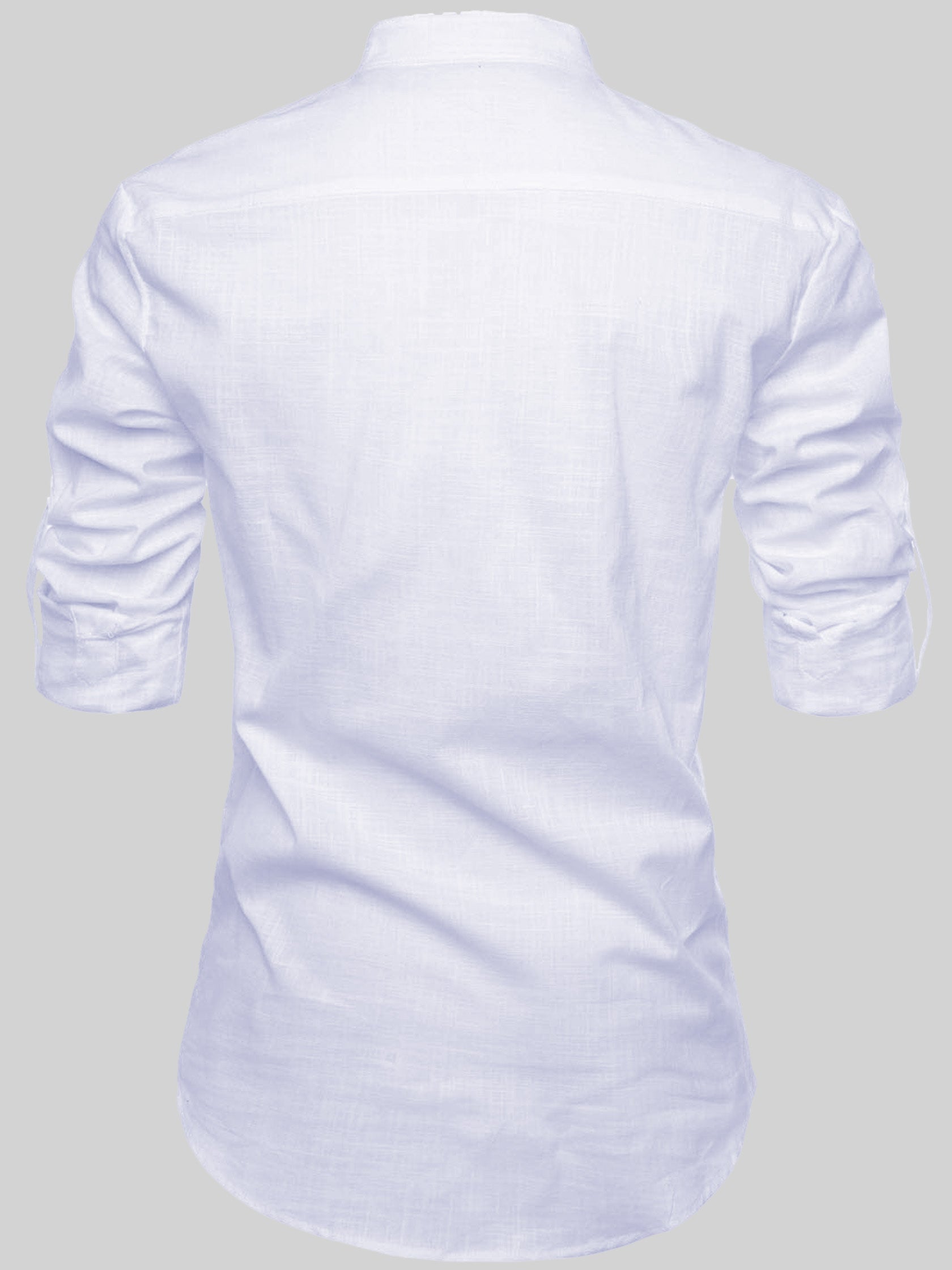FireFish Men's Slim Fit Grey with White Color Cotton Short Kurta Pack 2
