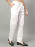 FireFish Men's White Color Cotton Fabric Polo Pajama