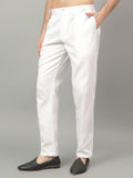 FireFish Men's White Color Cotton Fabric Polo Pajama