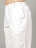 FireFish Men's White Color Cotton Fabric Polo Pajama