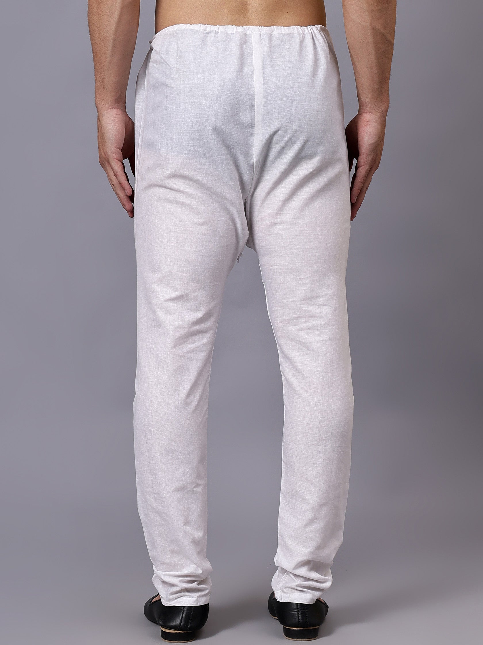 FireFish Men's White Color Cotton Blend Fabric Payjama
