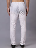 FireFish Men's White Color Cotton Blend Fabric Payjama