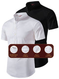 FireFish Men's Slim Fit Beige with Black Color Pure Cotton Half Sleeve Short Kurta Pack 2