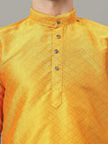 FireFish Brown Geometric Woven Design Straight Jacquard Kurta with Pyjamas Set