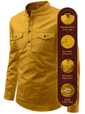 FireFish Men's Slim Fit Double Pocket Beige Color Pure Cotton Short Kurta