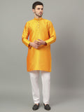 FireFish Brown Geometric Woven Design Straight Jacquard Kurta with Pyjamas Set