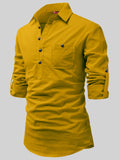 FireFish Men's Slim Fit Dark Teal With White Cotton Short Kurta Pack 2