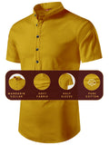 FireFish Men's Slim Fit Half Sleeve Beige Color Pure Cotton Short Kurta