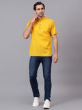 FireFish Men's Slim Fit Beige with White Color Pure Cotton Half Sleeve Short Kurta Pack 2