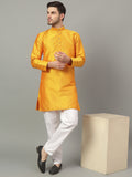 FireFish Brown Geometric Woven Design Straight Jacquard Kurta with Pyjamas Set