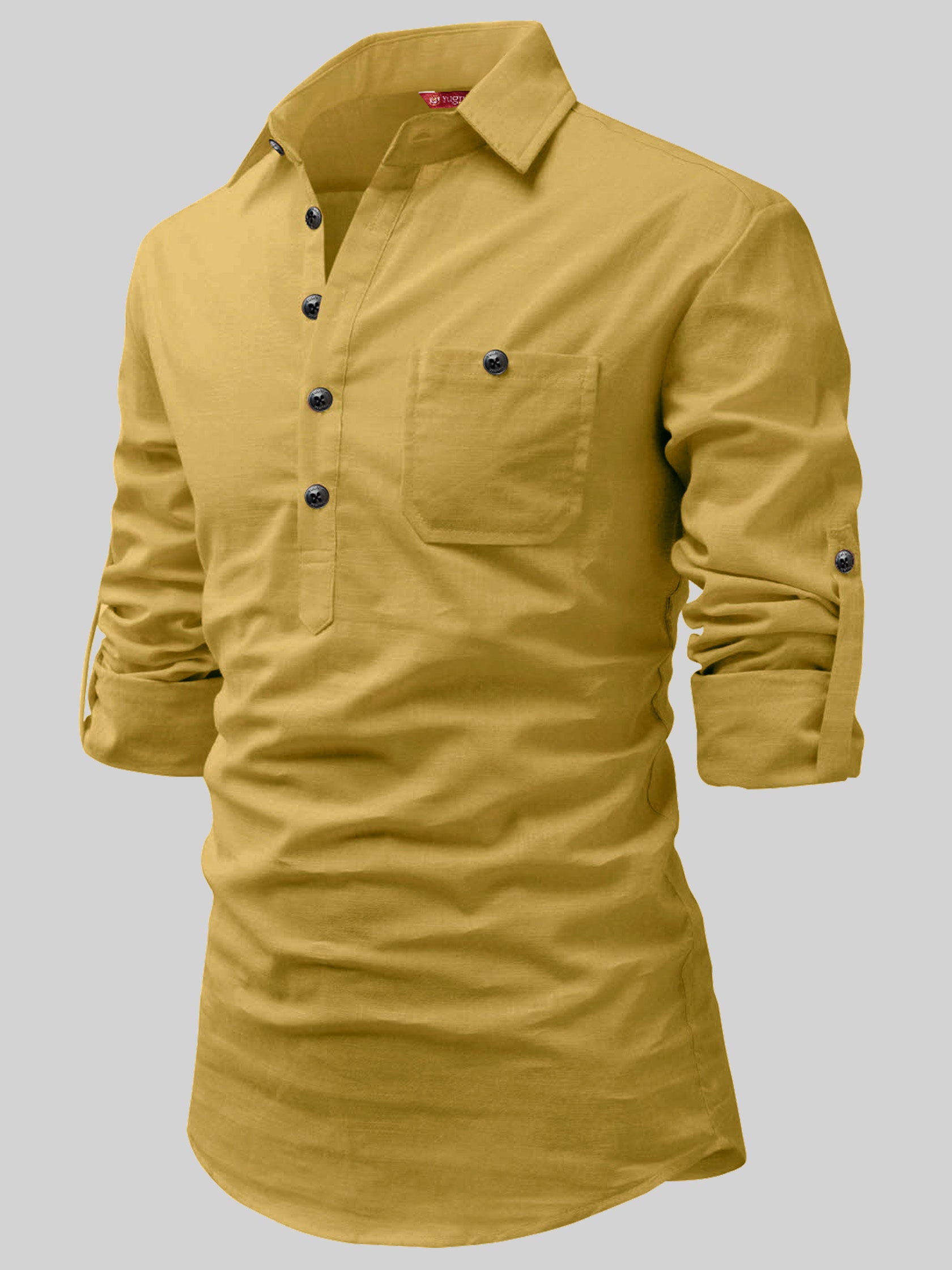 FireFish Men's Slim Fit Light Pista with White Cotton Short Kurta Pack 2