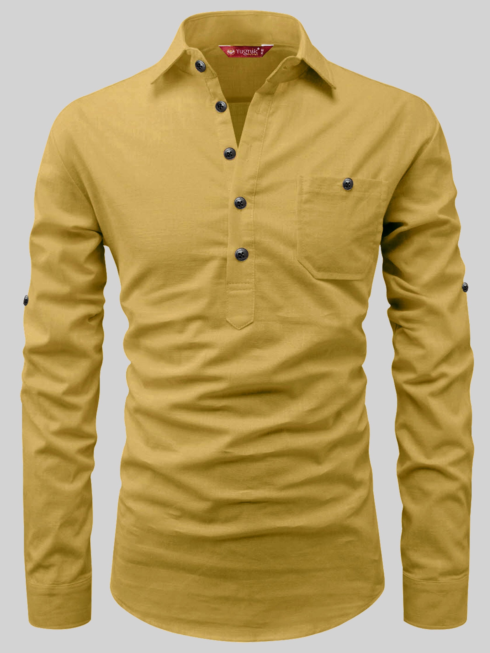 FireFish Men's Slim Fit Light Pista with White Cotton Short Kurta Pack 2
